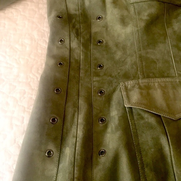 ST JOHN Green Suede Leather Jacket Size M - Picture 6 of 9